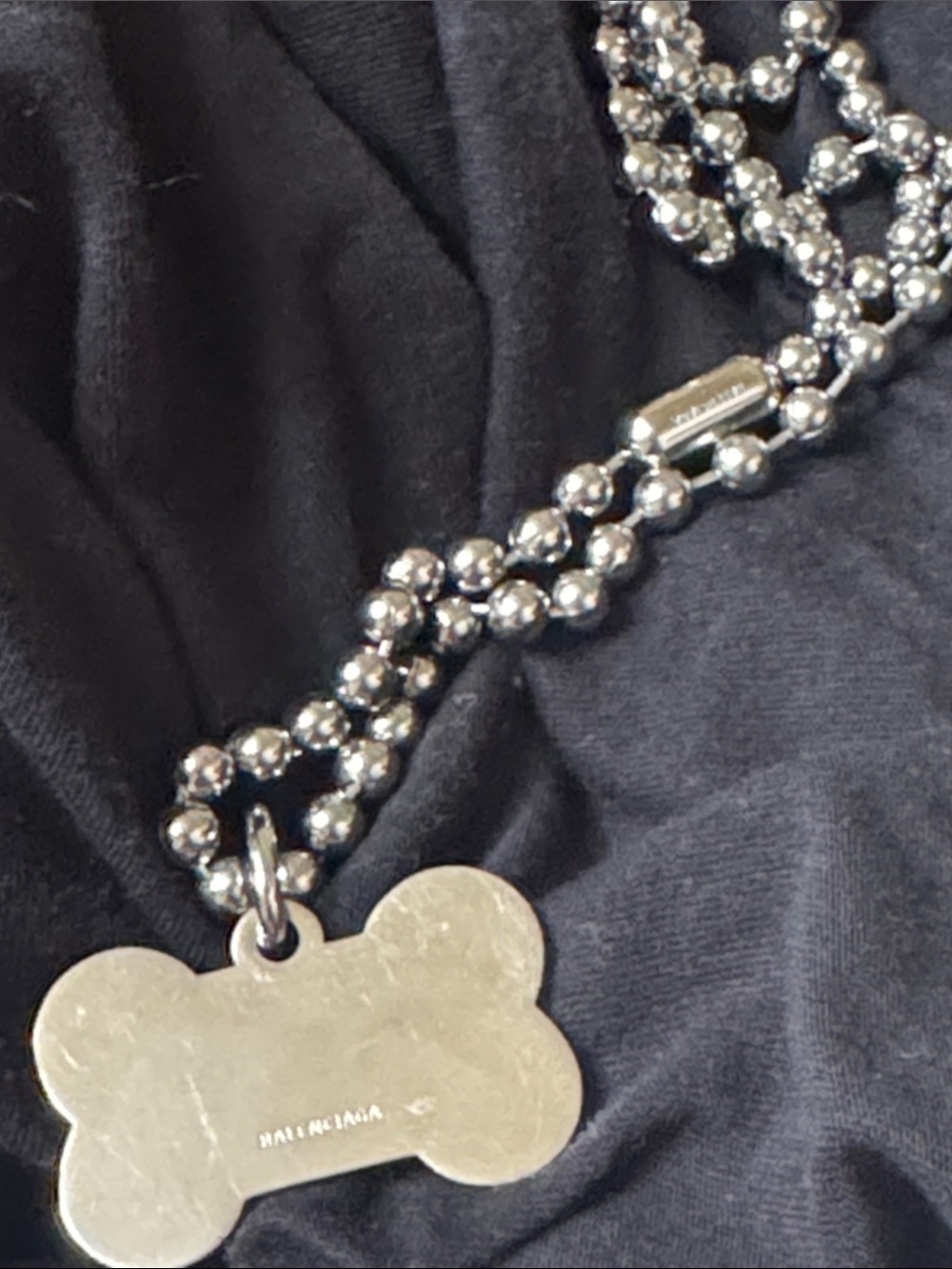Balenciaga Silver Dog Bone Pendant Necklace - Women Jewelry